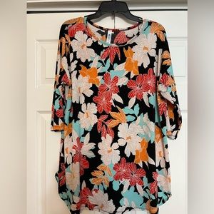 Paisley Grace Floral Tunic Three-Quarter Sleeves